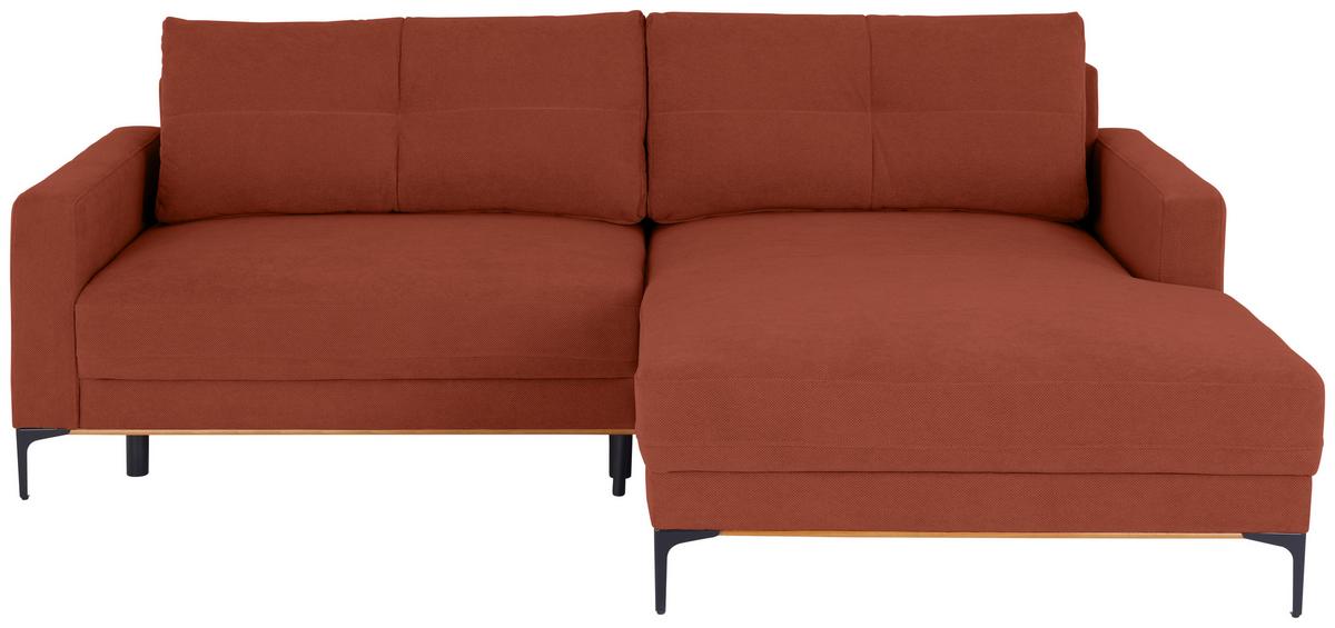 Ecksofa mit Schlaffunktion & Bettkasten Bergamo Rostfarben - Rostfarben/Schwarz, MODERN, Textil (238/162cm) - Ondega