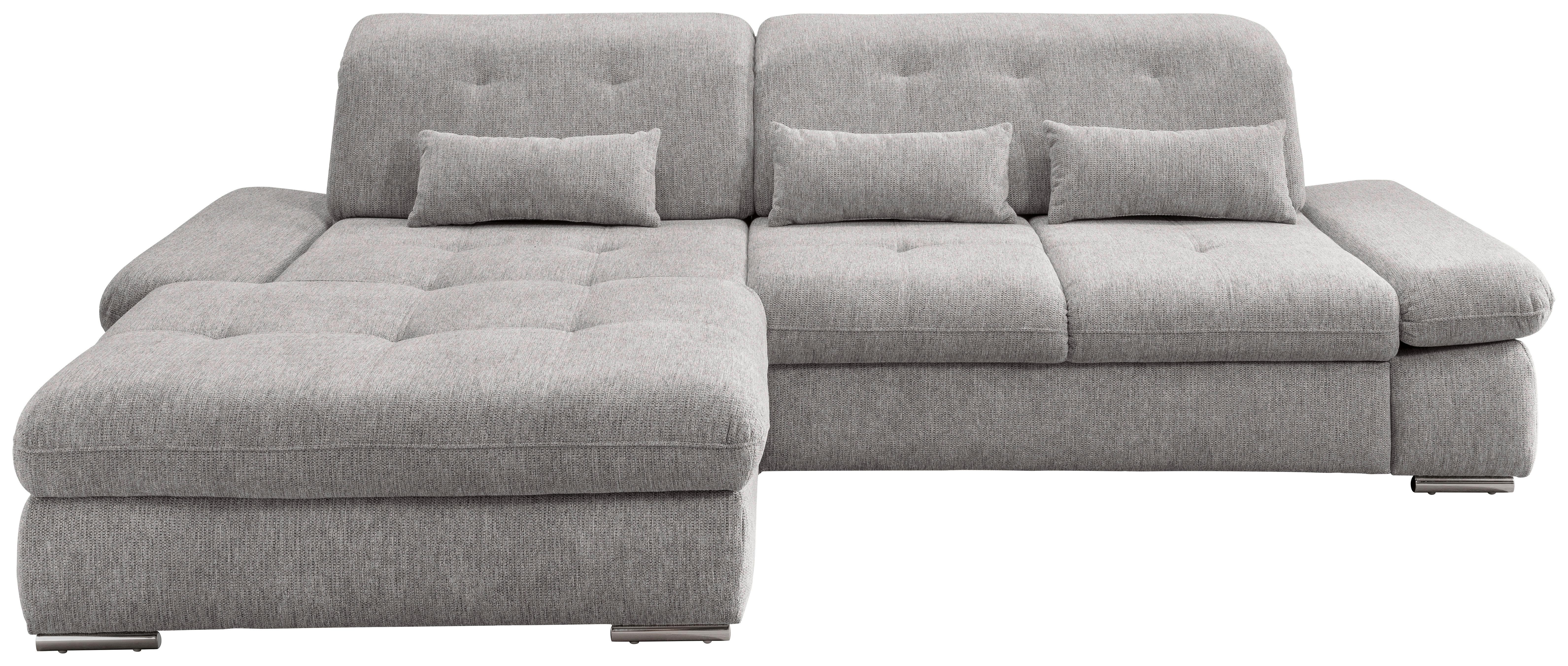 Ecksofa Dalida Grau S: 196x300 cm - Chromfarben/Grau, Design, Textil (196/300cm) - Livetastic