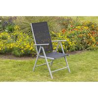 Gartensessel Klappbar Amalfi verstellbar Metall/Textil - Silberfarben/Schwarz, KONVENTIONELL, Textil/Metall (57/108/65cm) - Gardenson