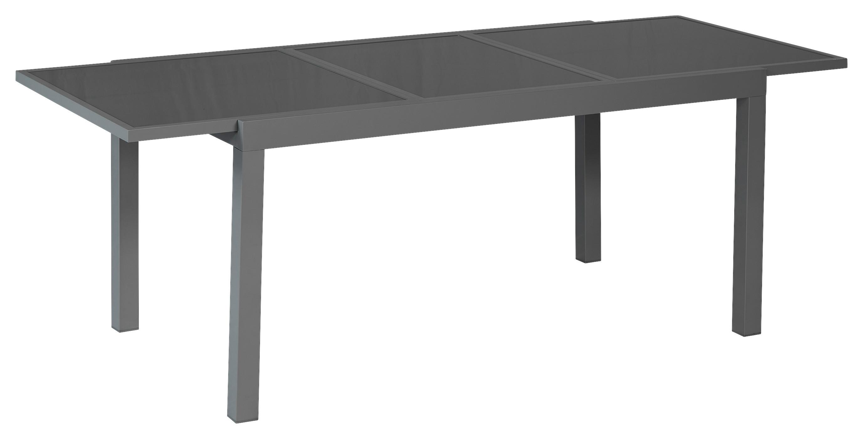 Gartentisch Ausziehtisch 150 (210) X 90 cm - Graphitfarben, MODERN, Glas/Metall (160/90/75,5cm) - Gardenson