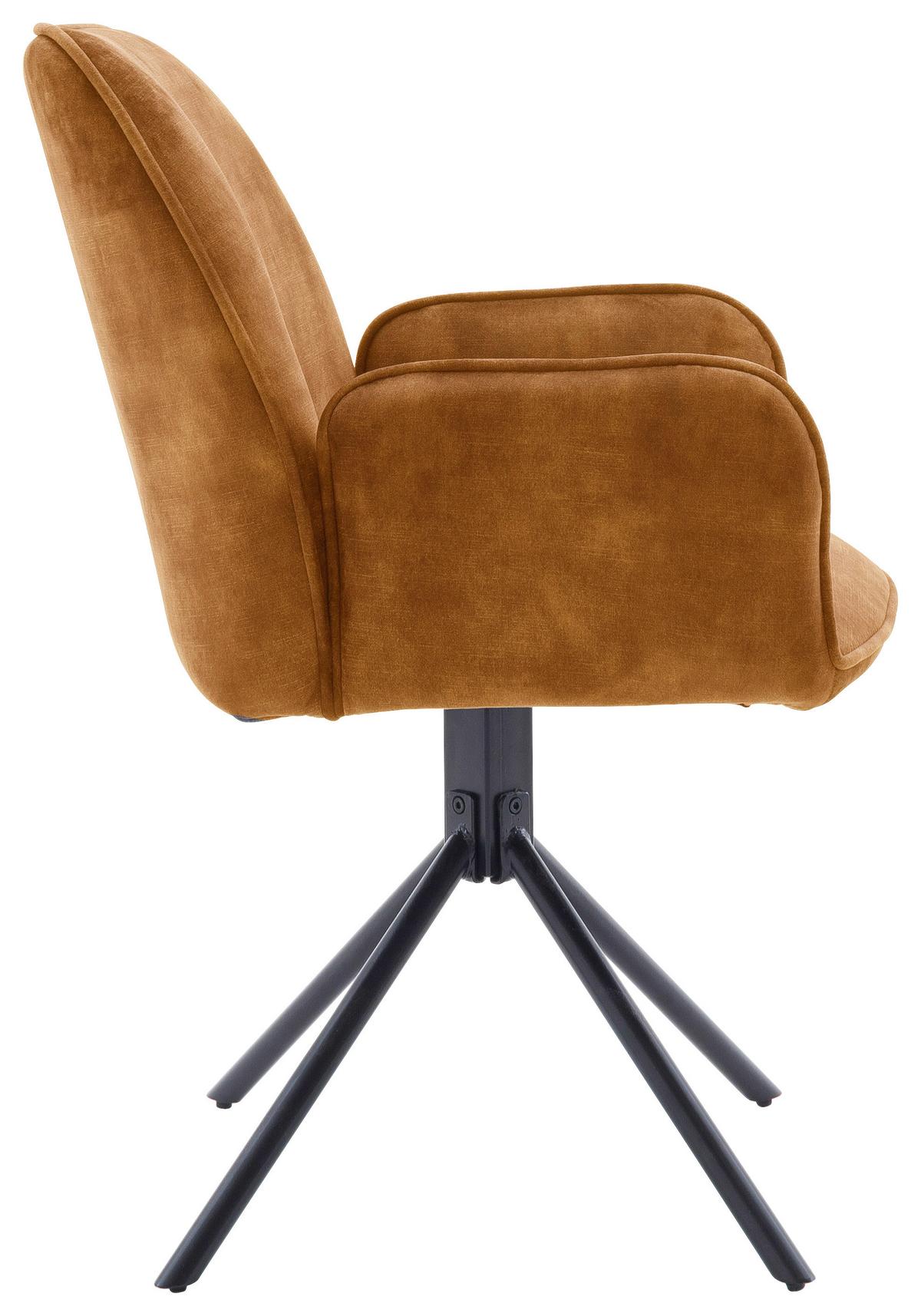 ŽIDLE S PODRUČKAMI OTTAWA - curry žlutá/černá, Moderní, kov/textil (60/89/64cm) - Premium Living