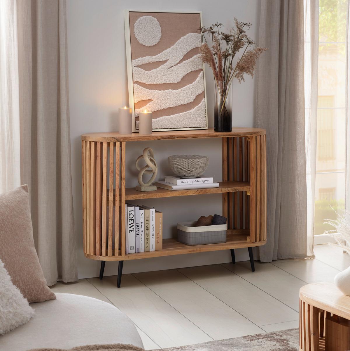 KONZOLA MADDI -TREND- - černá/přírodní barvy, Lifestyle, kov/dřevo (120/85/33cm) - Mömax