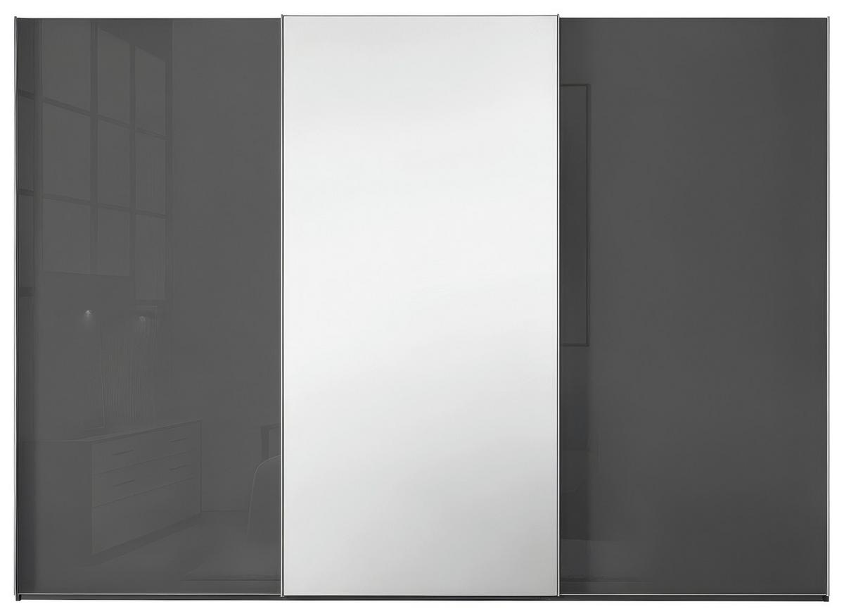 Schwebetürenschrank Lumos Vulkanglas M. Spiegel, B:249cm - Trend, Glas/Holzwerkstoff (249/222/68cm) - Luca Bessoni