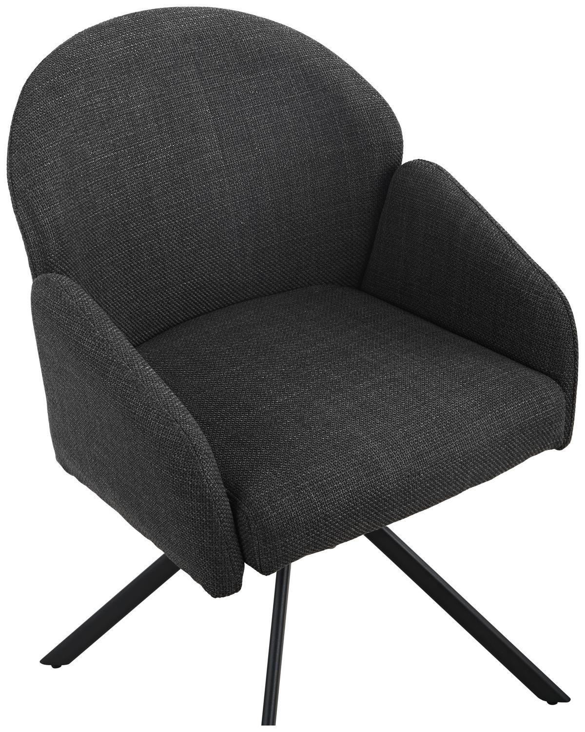 Armlehnstuhl Holly drehbar Webstoff Anthrazit, B: 56,5 cm - Anthrazit, MODERN, Textil/Metall (56,5/61/84cm)