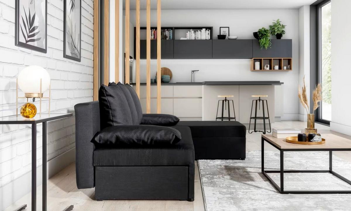 Ecksofa Gino Anthrazit S: 201x143 Cm - Anthrazit/Schwarz, Design, Textil (201/143cm) - MID.YOU