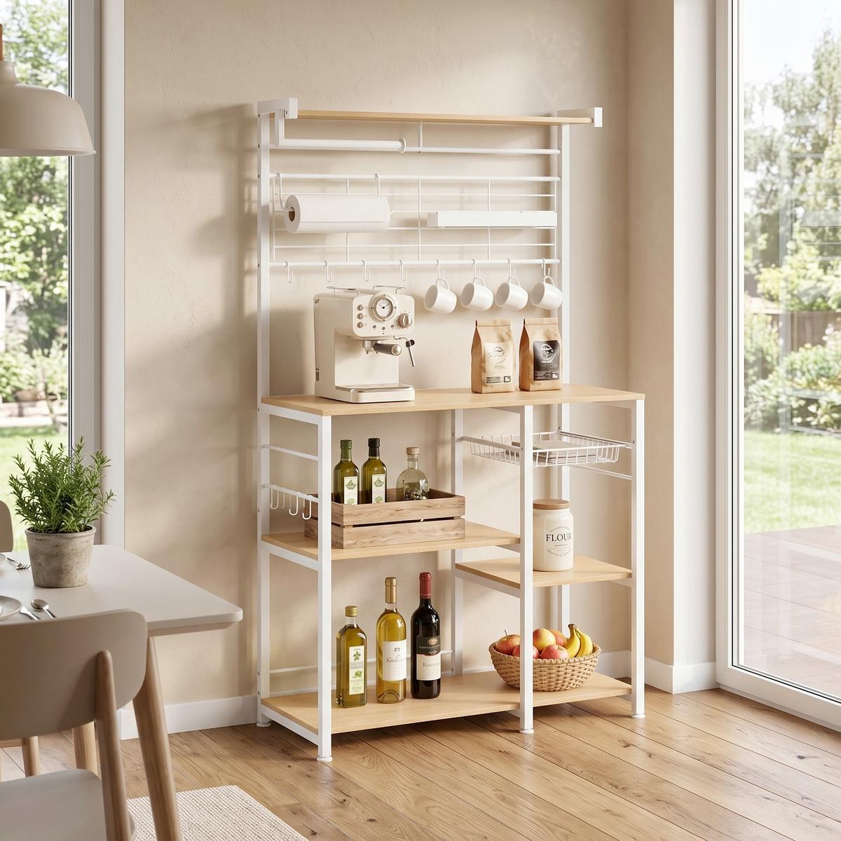 REGAL KITCHEN SHELF - Eichefarben/Weiß, MODERN, Holzwerkstoff/Metall (90/167/42cm) - MID.YOU