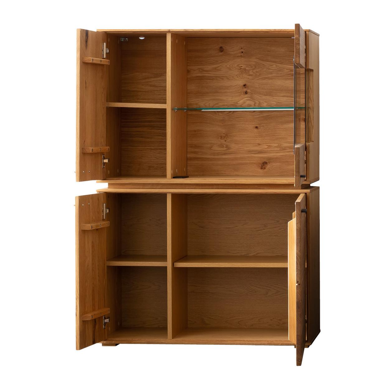 Wohnkombination Massiv 3-tlg. Como Wildeiche - Wildeiche, Natur, Glas/Holz (286/181/51cm) - MID.YOU