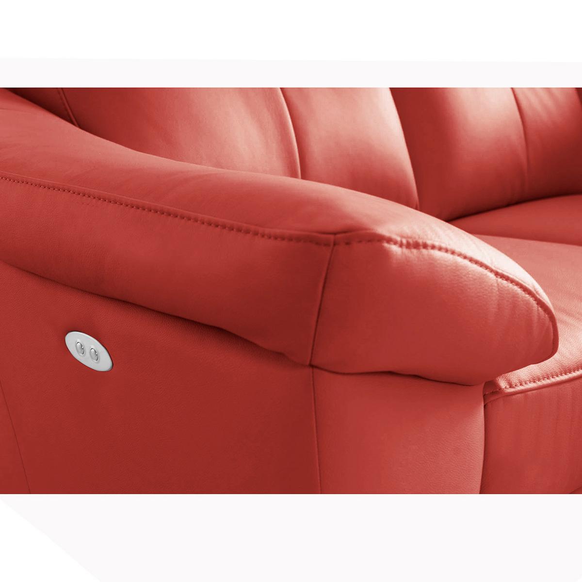 Ecksofa Luna Teilleder Rot 242x194 - Chromfarben/Rot, Design, Leder/Textil (242/194cm) - Livetastic