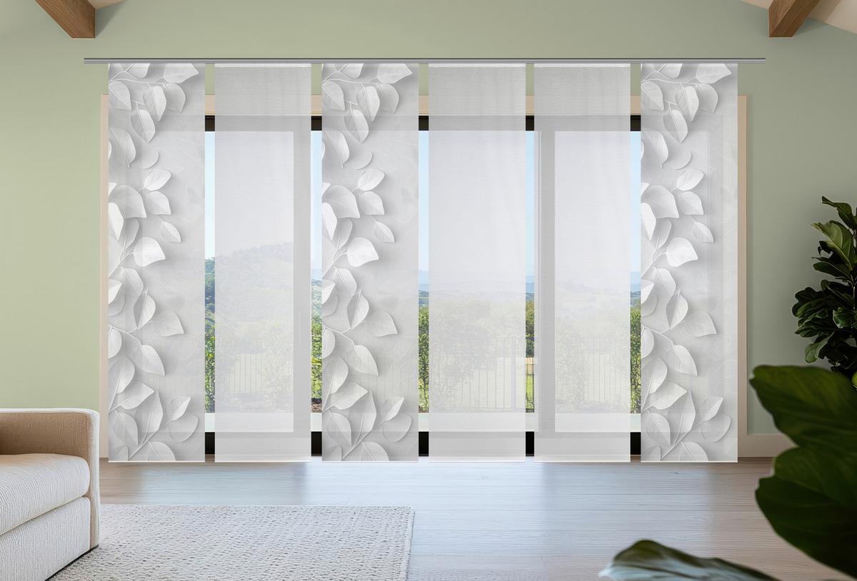 Flächenvorhang Rixa 6er Set - Grau Hochglanz/Weiß, Natur, Textil (60/260cm)