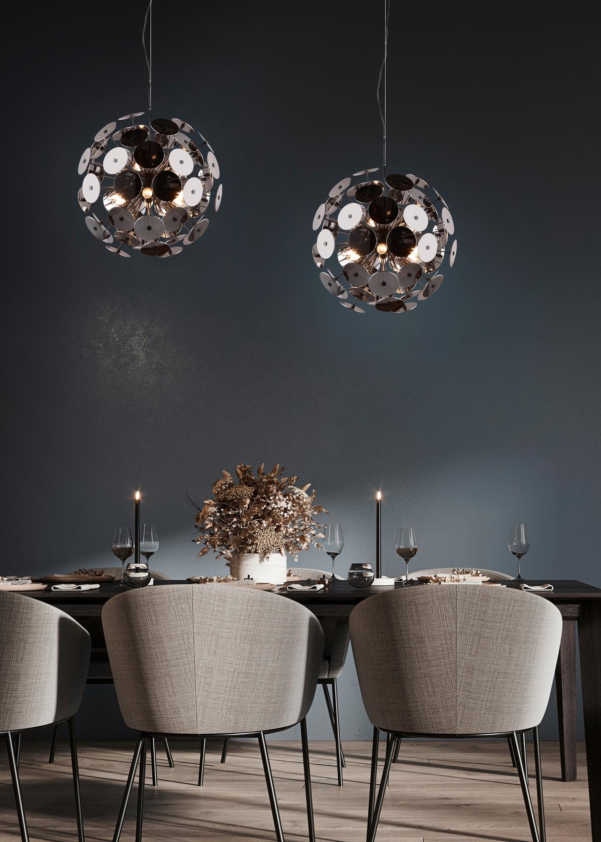 Pendelleuchte 309900657  Discalgo - Chromfarben/Schwarz, Design, Glas/Metall (54/150cm) - Trio Leuchten