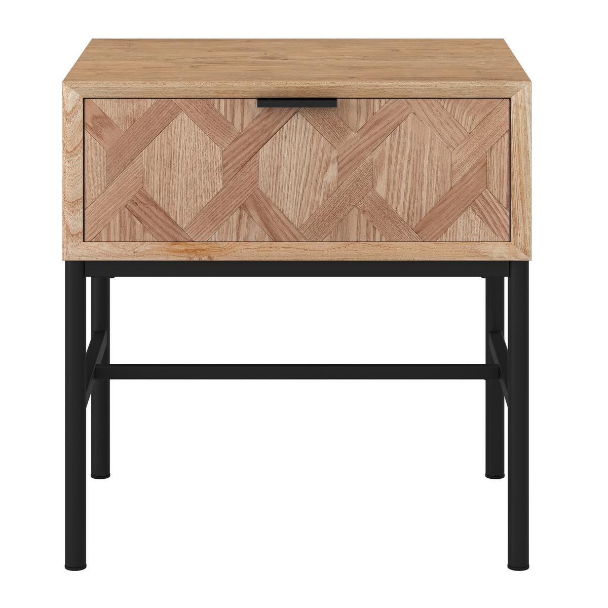 Noční stolek MILANO dyha - černá/barvy jasanu, Moderní, kov/dřevo (47,5/51/36cm) - Bessagi Home