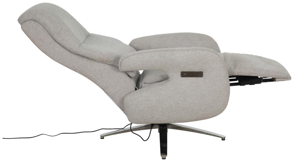 TV kreslo OTTAWA s relaxačnou funkciou - svetlosivá/chrómová, Modern, kov/drevo (74/115/92cm)
