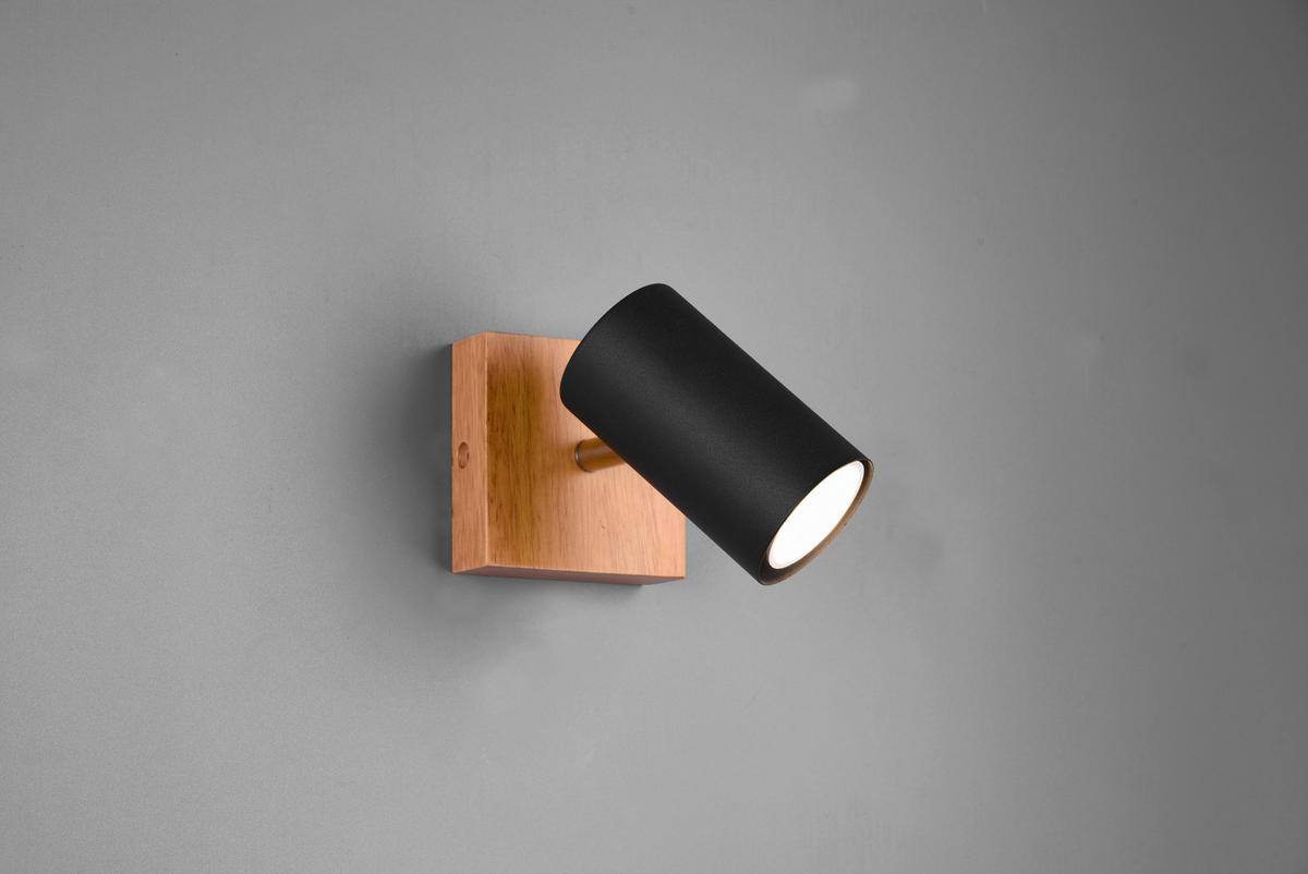 Strahler Spot Marley 1-Flammig verstellbar L: 9 cm - Schwarz, Design, Holz/Metall (9/16/12cm) - Trio Leuchten