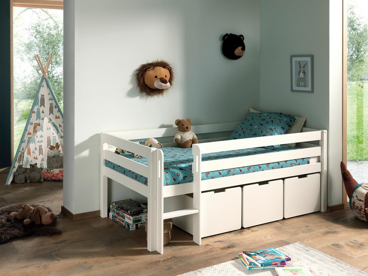 Hochbett Pino Inkl. Bettlade 90x200 Cm - Weiß, MODERN, Holz/Holzwerkstoff (90/200cm) - MID.YOU