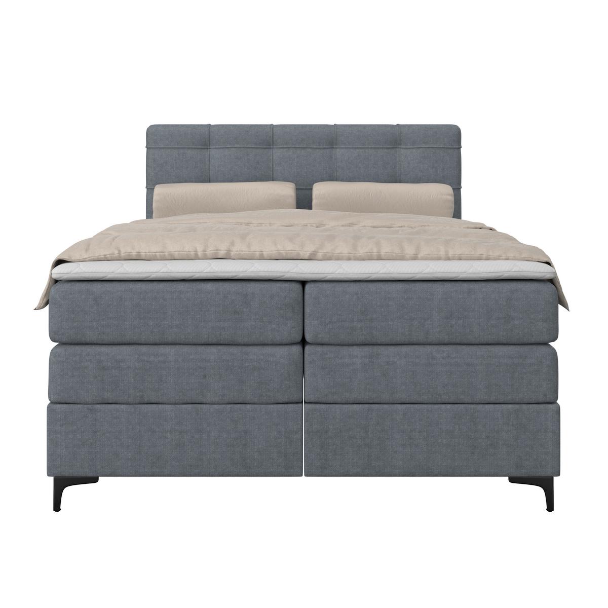 Boxspringbett MITTO Blaugrau 140x200 cm - Blaugrau/Schwarz, KONVENTIONELL, Textil/Metall (140/200cm)