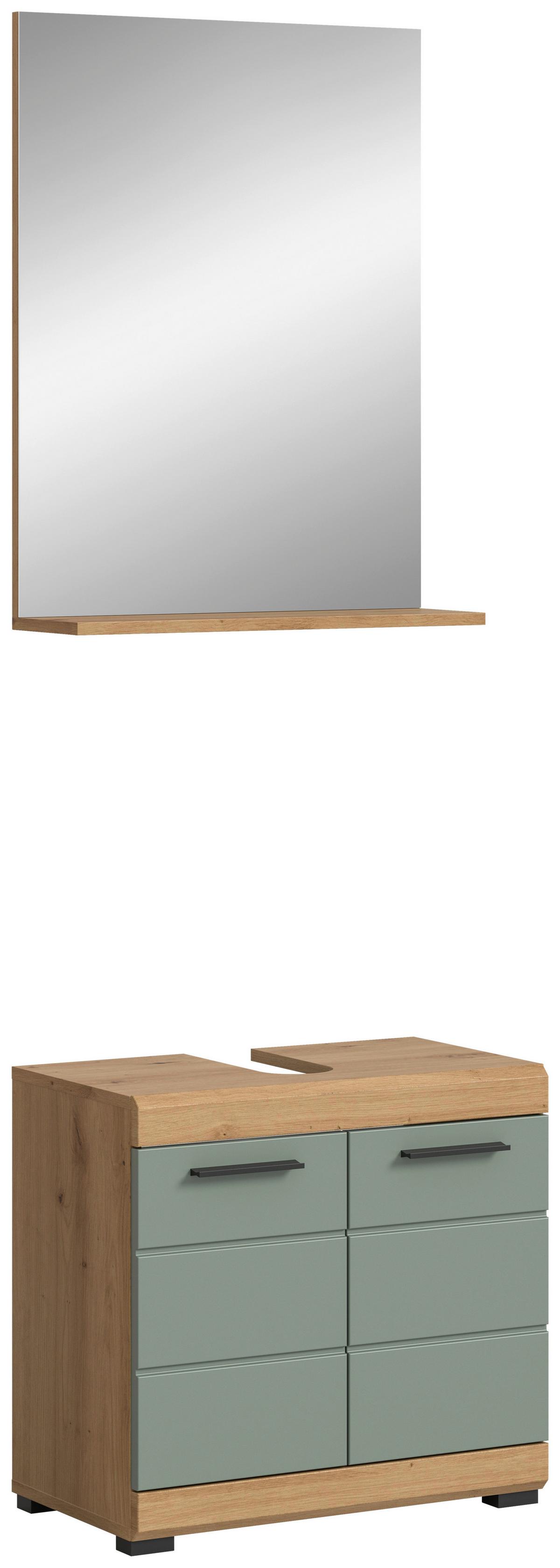 Badezimmer Scout Eiche Dekor/Salbeigrün B: 60cm - Eichefarben/Salbeigrün, MODERN, Glas/Holzwerkstoff (60cm) - MID.YOU