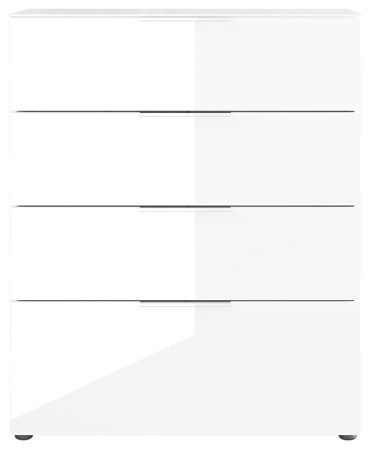 Kommode mit Glas B: 83 cm Gw-Oakland Weiß - Schwarz/Weiß, KONVENTIONELL, Glas/Holzwerkstoff (83/101/42cm) - Germania