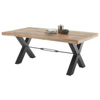 Esstisch Mit Echtholz-platte Dehli 200x100 Cm Mango/schwarz - Schwarz, Basics, Holz/Metall (200/100/77cm) - Livetastic