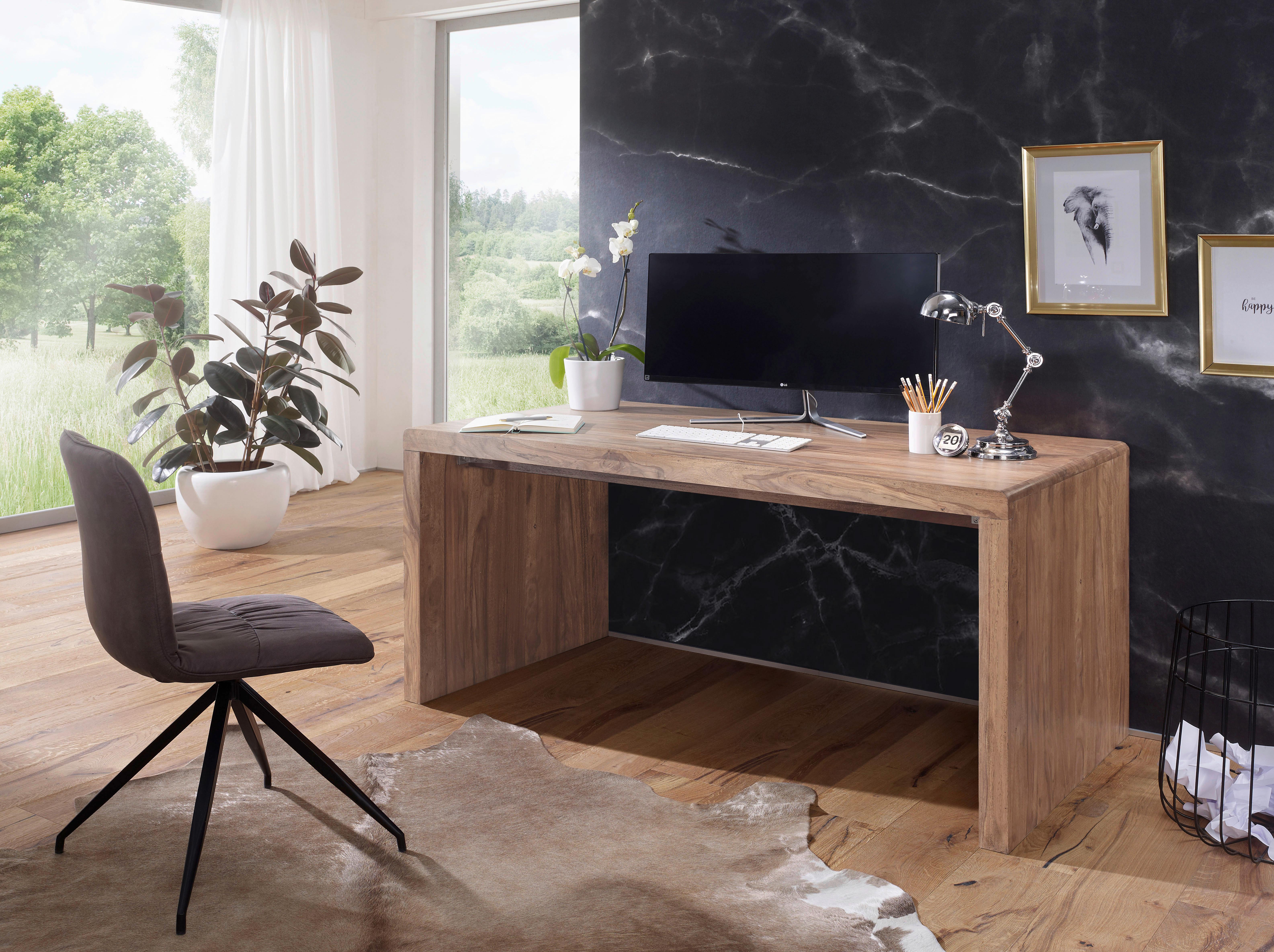 Schreibtisch B 80cm H 76cm Akazie Akaziefarben - Akaziefarben, Design, Holz (160/80/76cm) - MID.YOU
