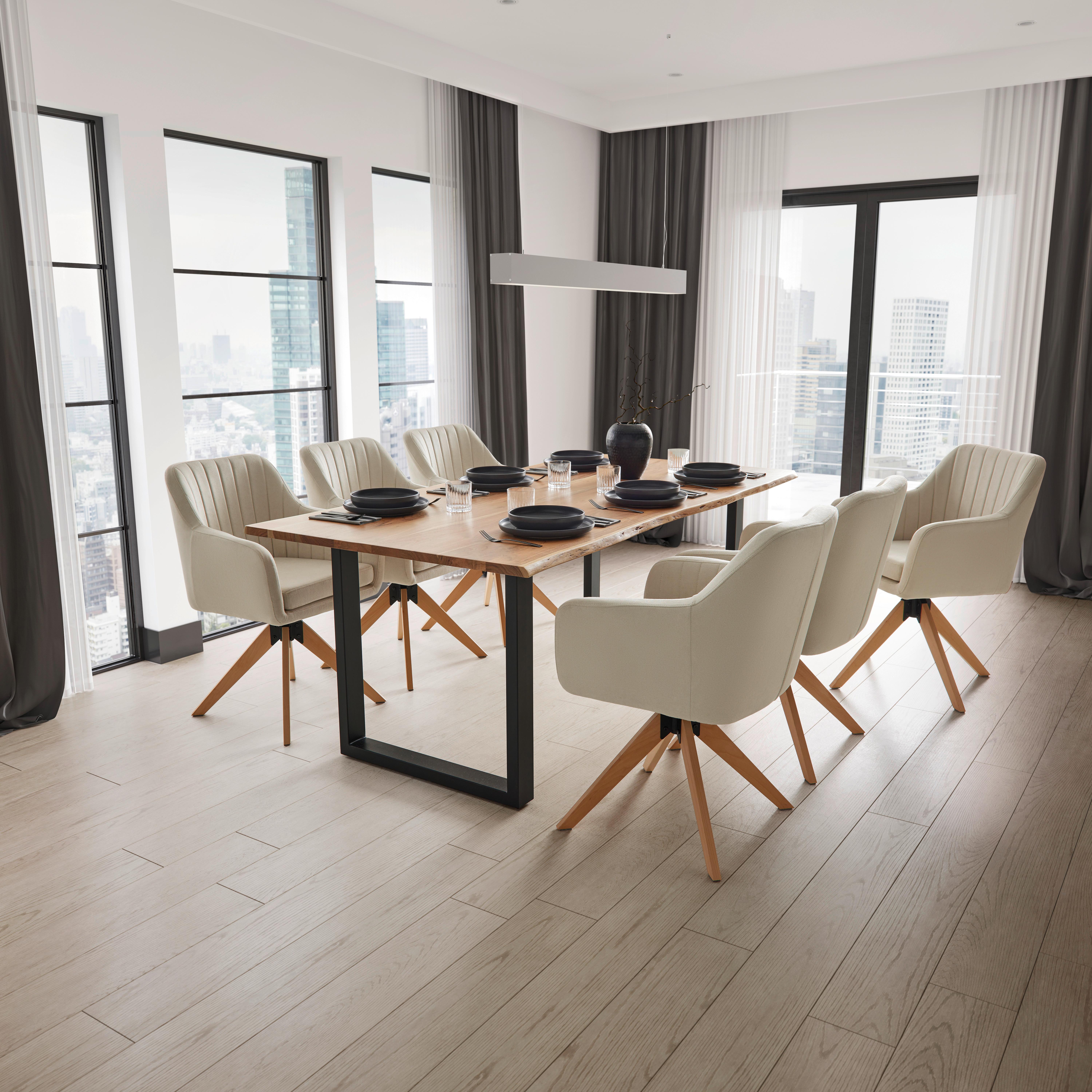 Jedálenský stôl z akácie MALMO 200x100cm - čierna/farba akácie, Modern, kov/drevo (200/100/76cm) - Bessagi Home