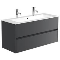 Waschtischkombi Limes Graphitfarben B: 120 Cm - Graphitfarben/Weiß, MODERN, Holzwerkstoff/Stein (120/58,8/46,5cm) - MID.YOU