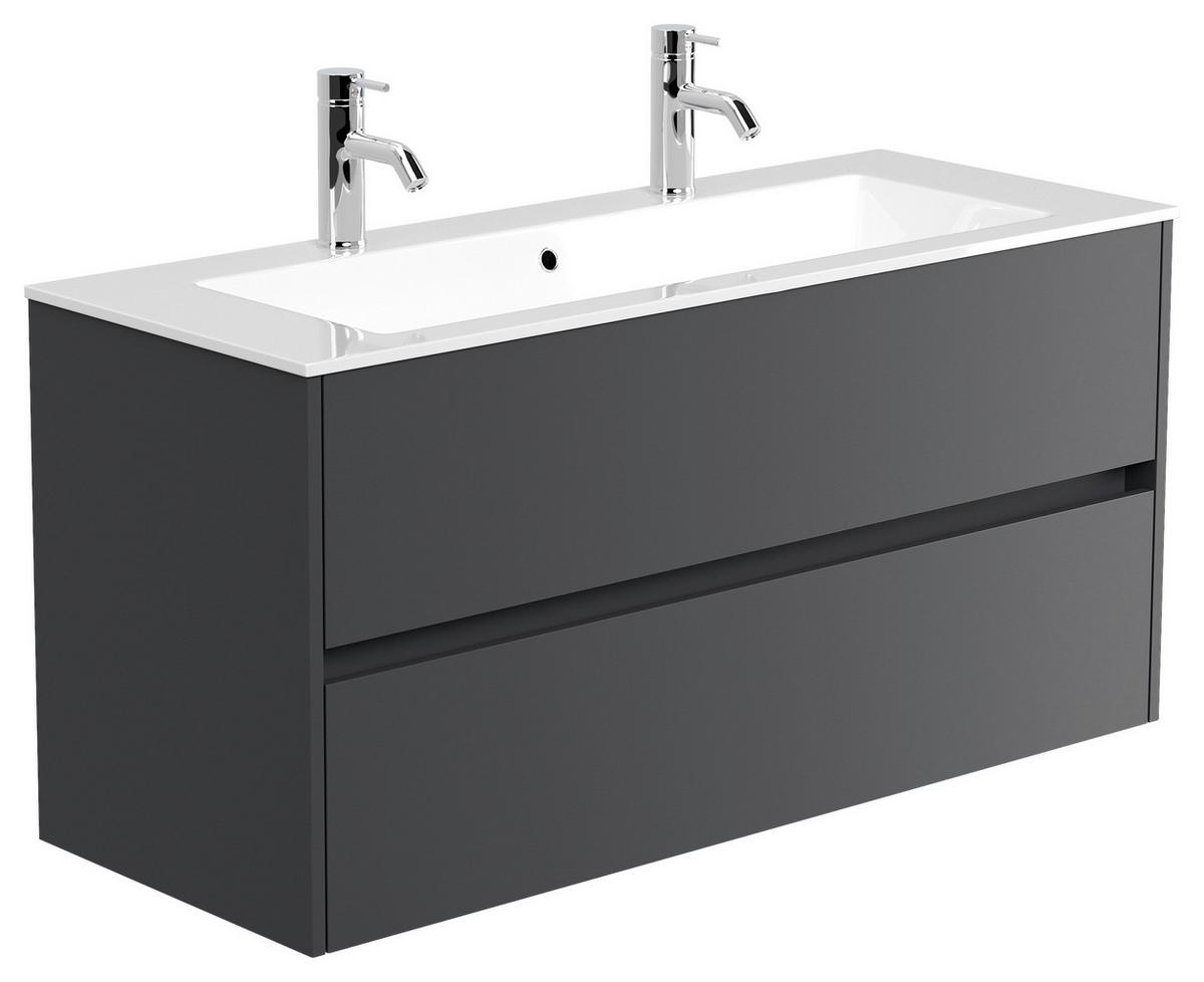 Waschtischkombi Limes Graphitfarben B: 120 Cm - Graphitfarben/Weiß, MODERN, Holzwerkstoff/Stein (120/58,8/46,5cm) - MID.YOU