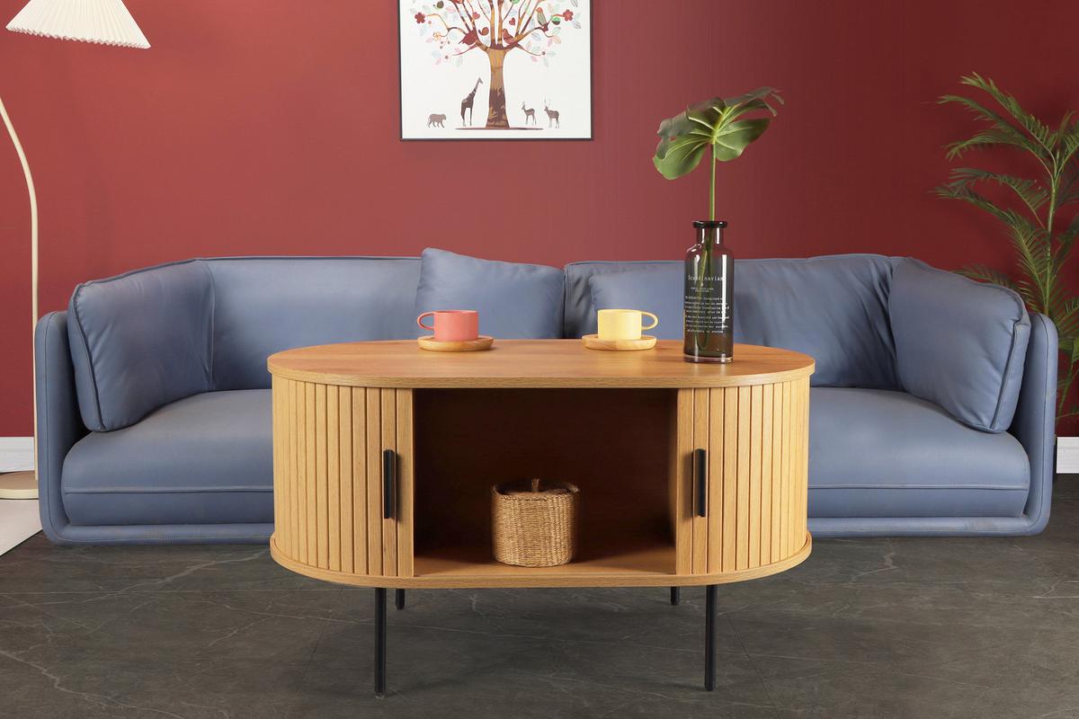 Couchtisch Eichefarben B: 60 cm - Eichefarben/Schwarz, Design, Holzwerkstoff/Metall (100/60/55cm) - Livetastic