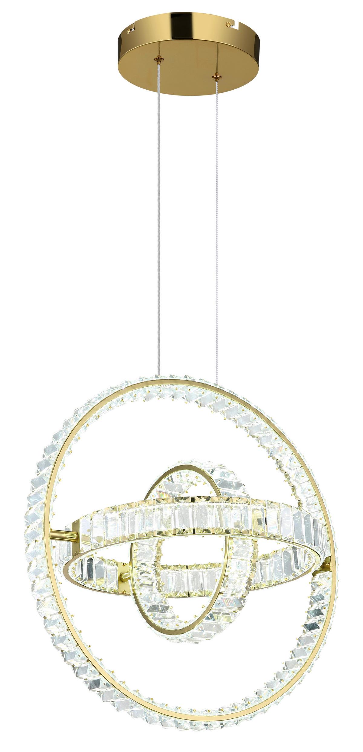 Hängeleuchte Neil Kristallglas ca. 50x40x120 cm - Klar/Goldfarben, Design, Glas/Metall (50/40/120cm) - Globo