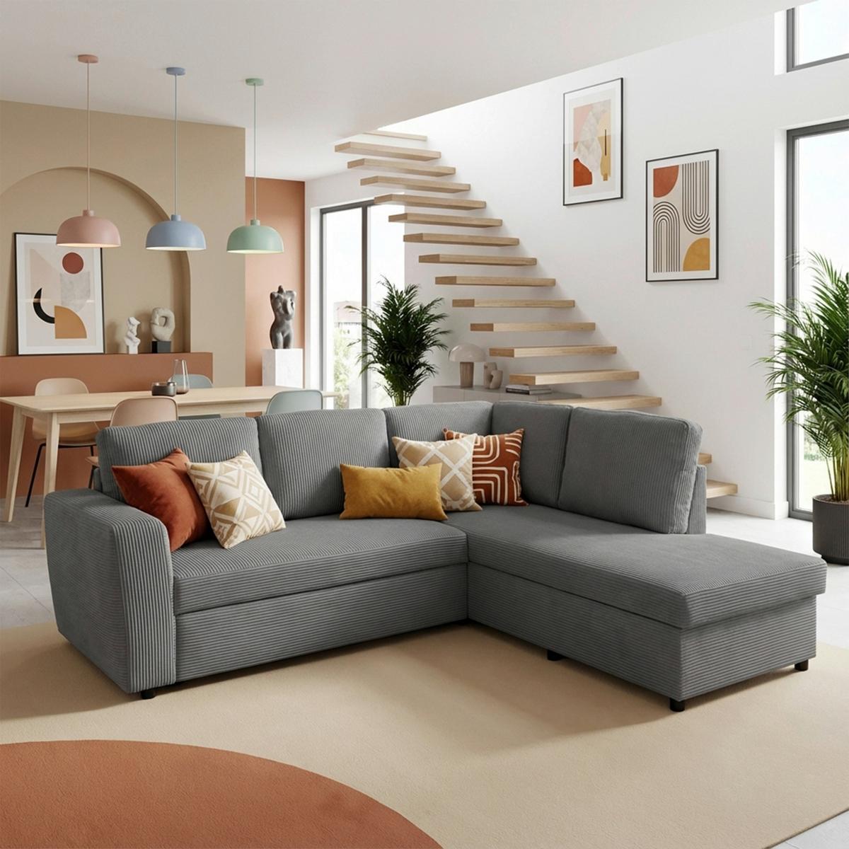 Ecksofa mit Schlaffunktion Toulouse anthrazit, 224x206cm - Anthrazit/Schwarz, Trend, Holz/Holzwerkstoff (224/206cm)