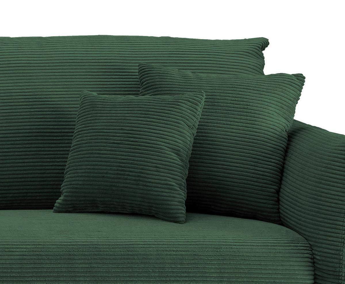 Ecksofa Vanilla Dunkelgrün S: 178x264-302 cm - Dunkelgrün/Schwarz, Design, Textil (178/264-302cm) - Livetastic