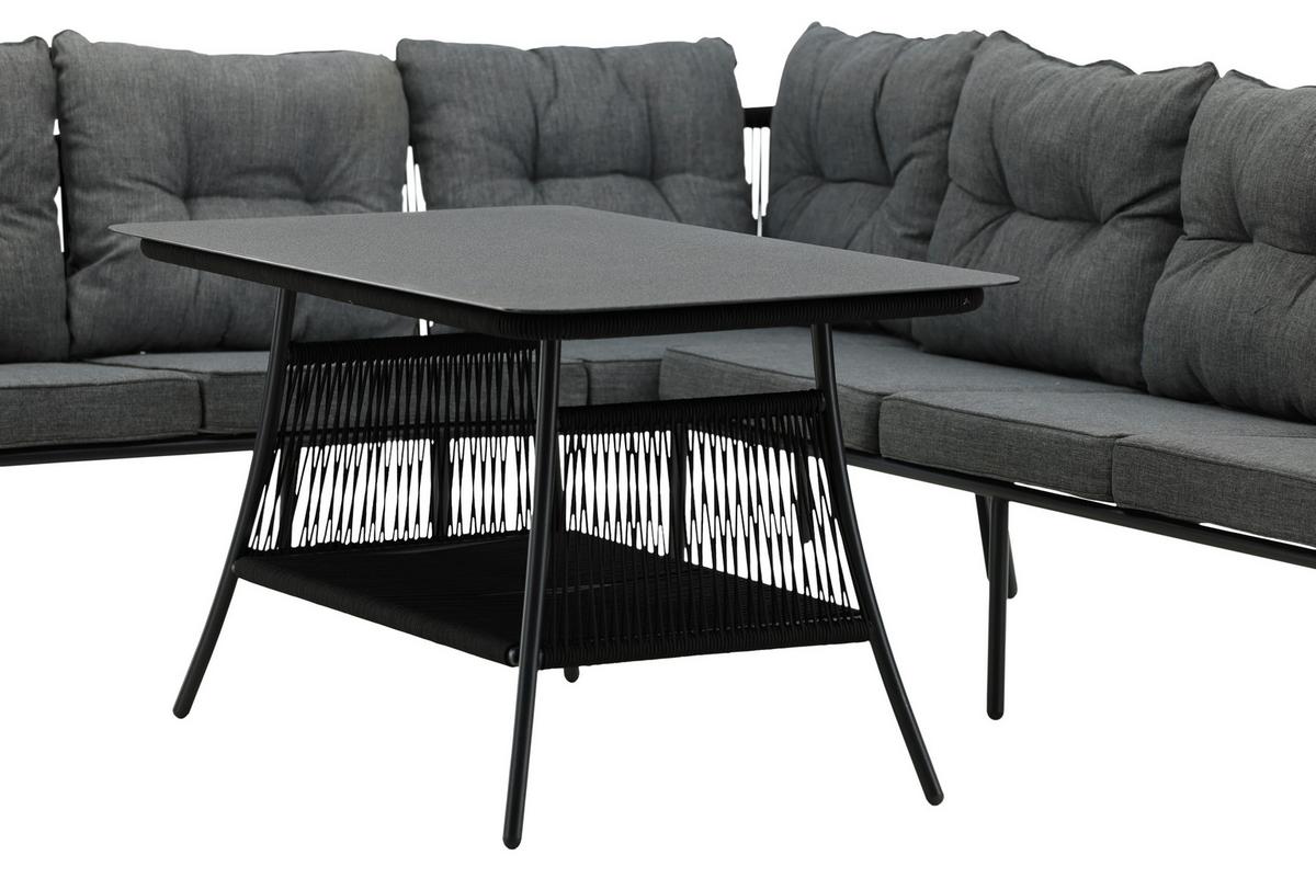 Loungegarnitur 2-tlg Berlin Metall/glas/dekor Mit Kissen - Schwarz, KONVENTIONELL, Metall (173/196cm) - Gardenson