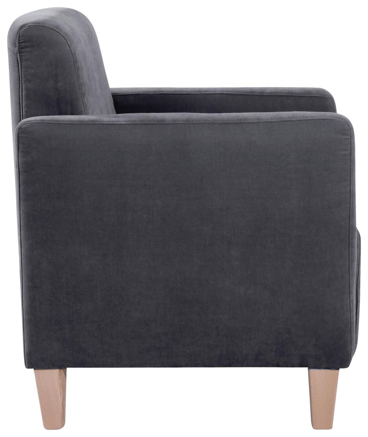 Polstersessel Mit Armlehnen Milla Samt Anthrazit - Anthrazit/Naturfarben, Design, Textil (71/81/70cm) - Max Winzer