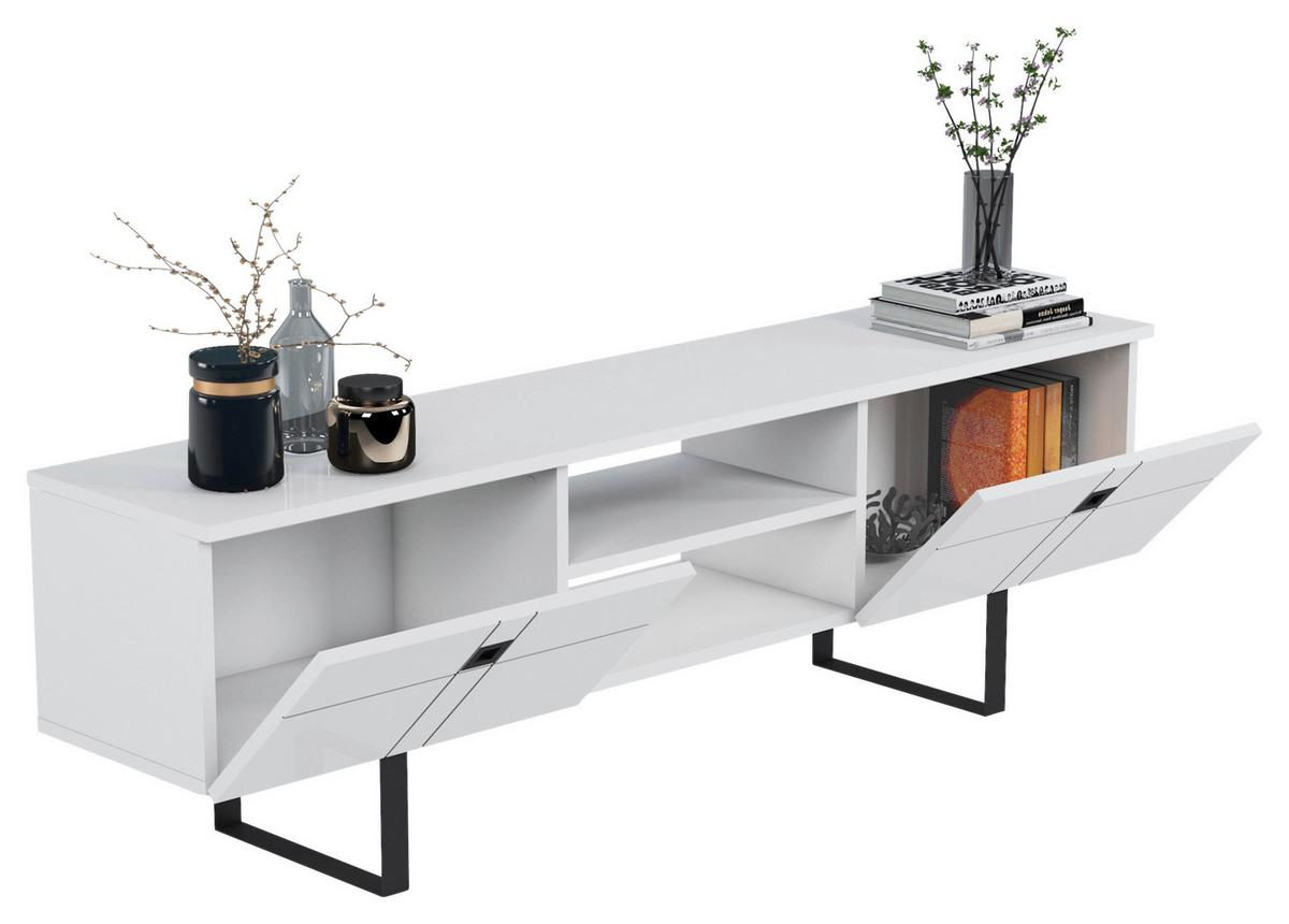 Lowboard Zeus Tv-Schrank - Schwarz/Weiß, Design, Holzwerkstoff (160/50/35cm) - Livetastic