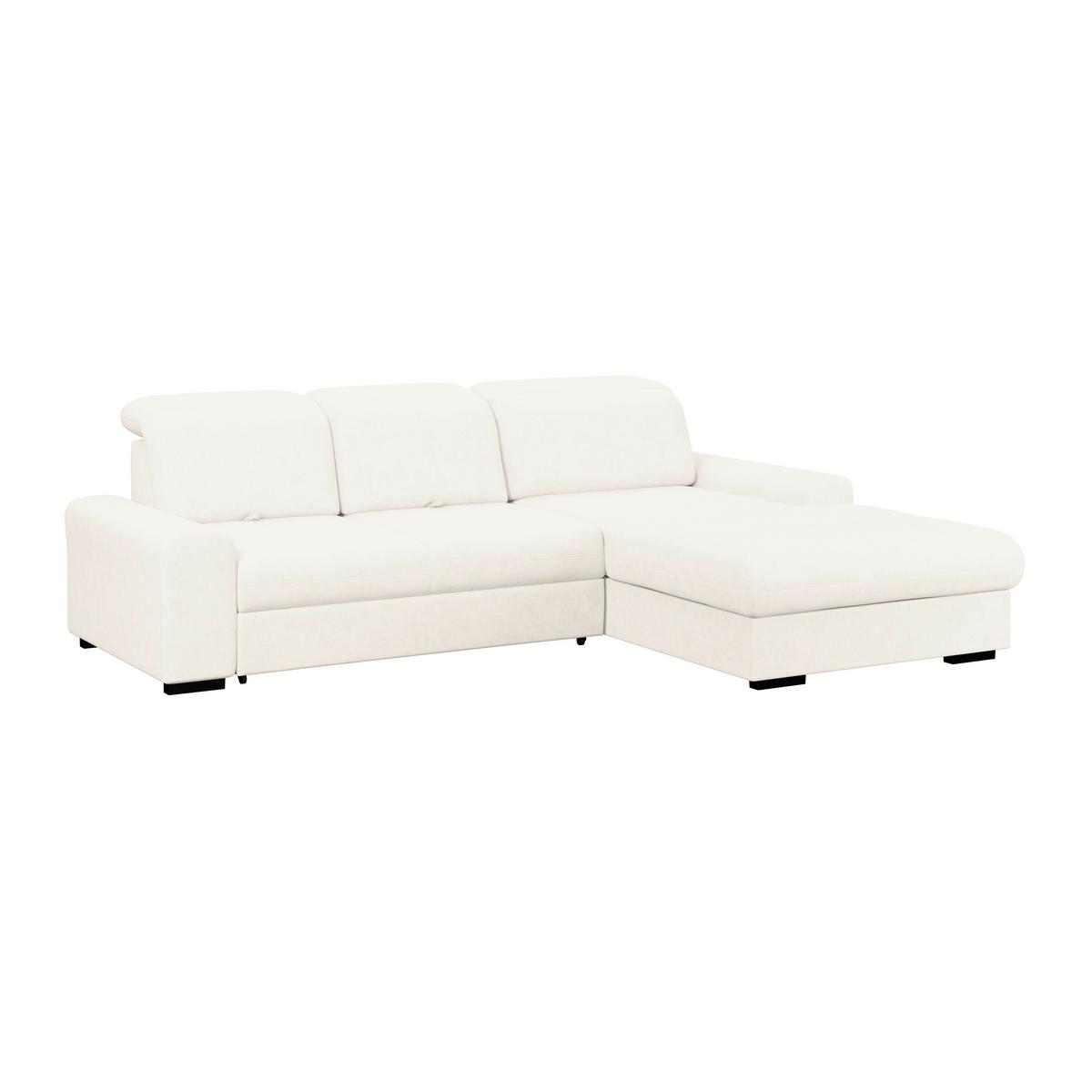 Ecksofa mit Bettfunktion Malaga new Chenille elfenbein - Elfenbein/Schwarz, KONVENTIONELL, Textil (286/203cm) - Ondega