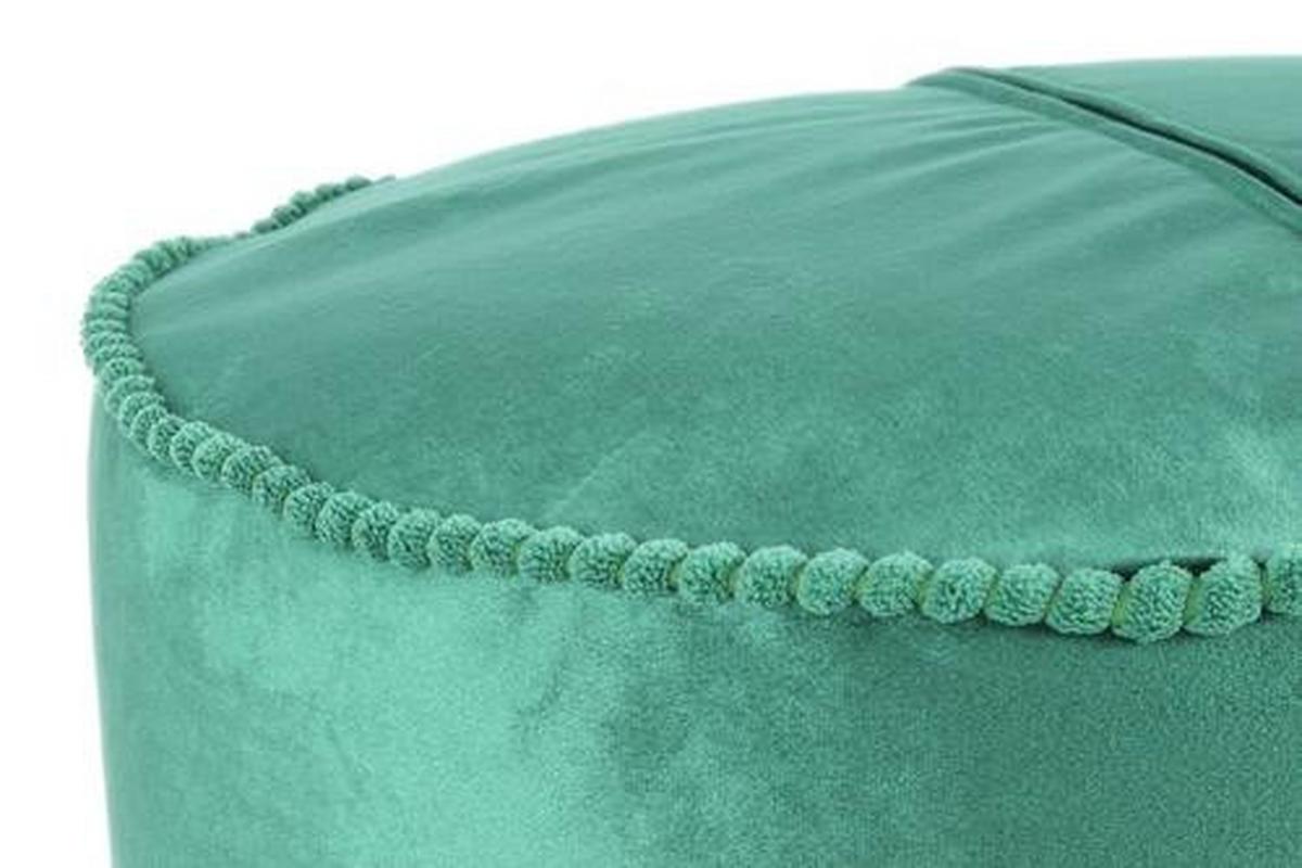 Pouf Taj Mahal DxH: 45x38 cm Samt Grün mit Reißverschluss - Goldfarben/Grün, LIFESTYLE, Textil (45/38/45cm) - Kayoom