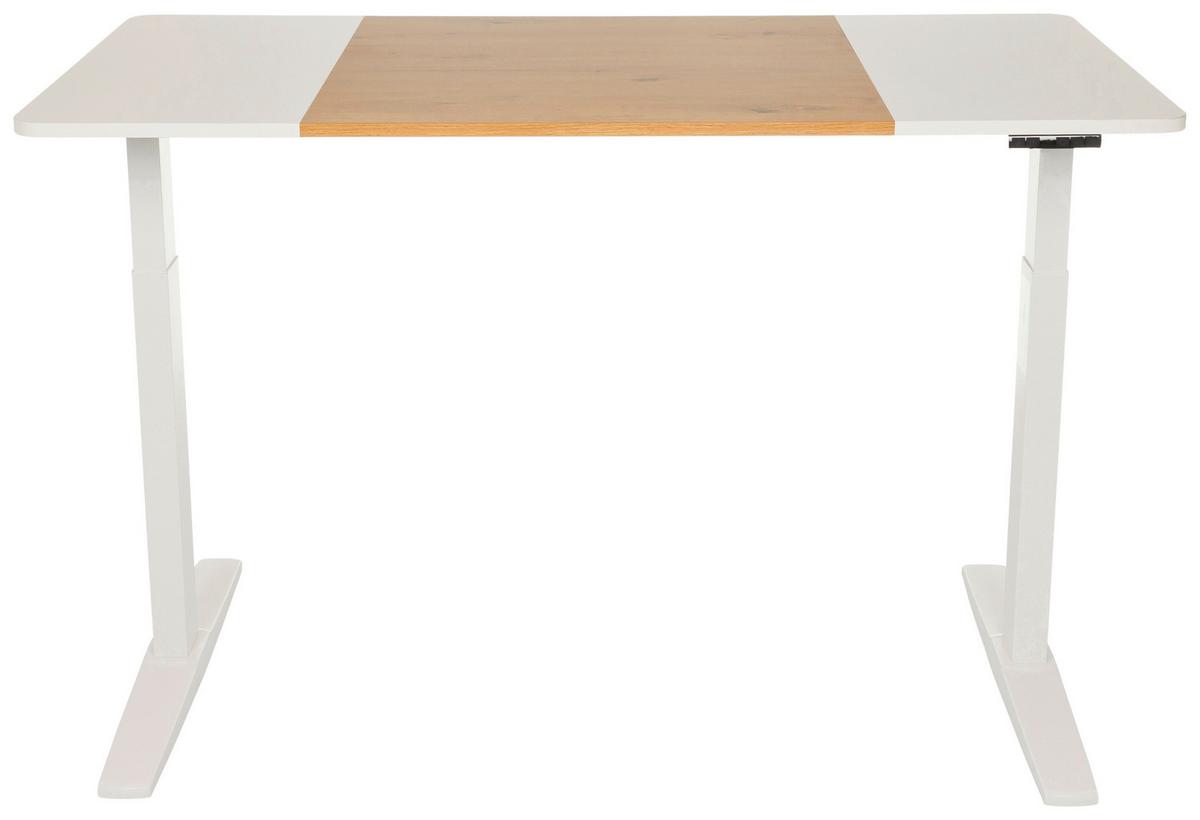 Schreibtisch Weiß/Eichefarben B: 140 cm - Eichefarben/Weiß, MODERN, Holzwerkstoff/Metall (140/70/73 - 118cm) - MID.YOU