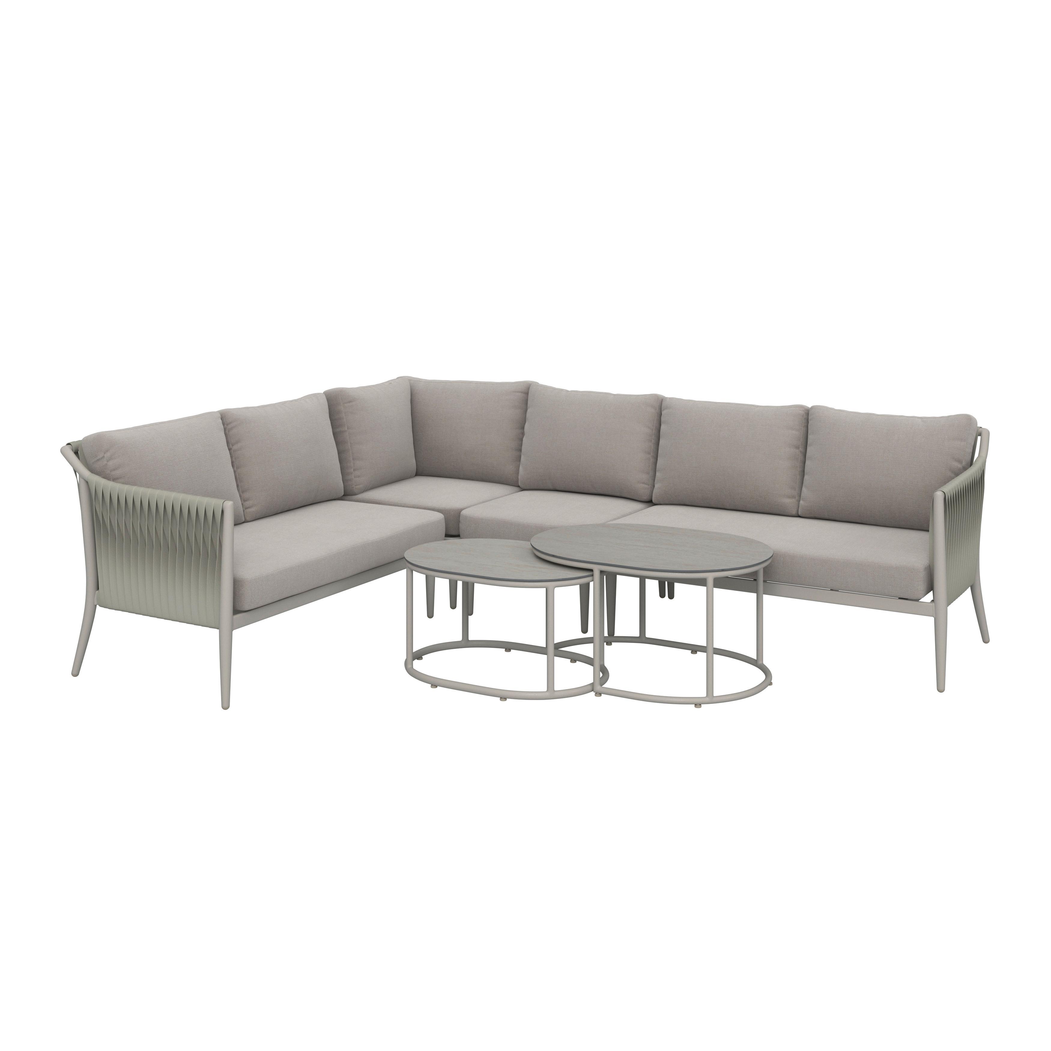 TERASOVÁ SEDACÍ SOUPRAVA ALVINA - krémová, Moderní, kov/textil (259/74/199cm) - Bessagi Garden