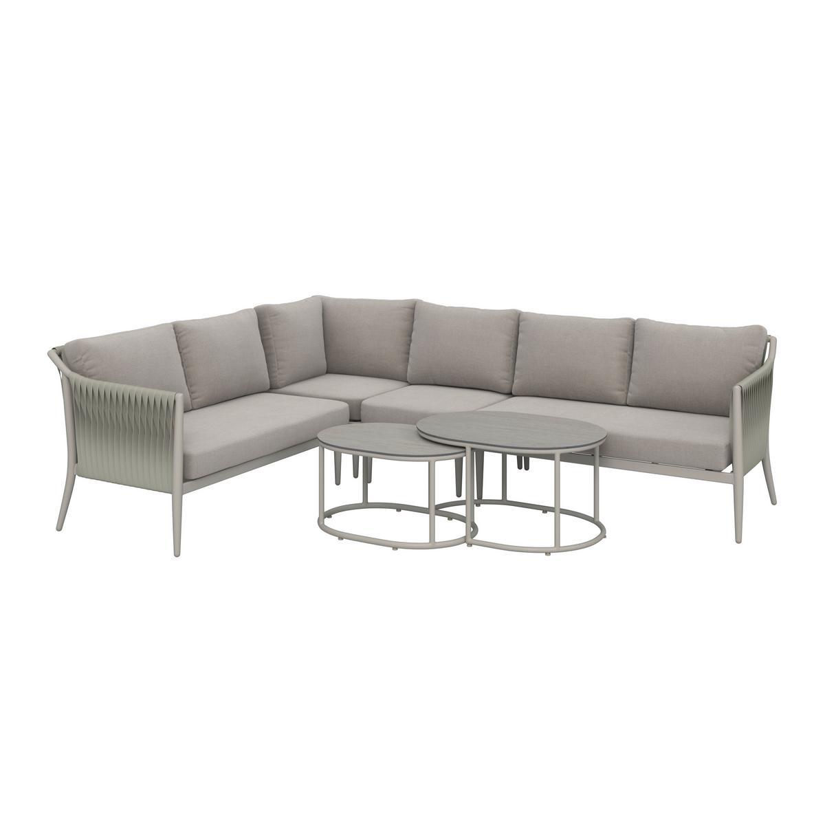 TERASOVÁ SEDACIA SÚPRAVA ALVINA - krémová, Modern, kov/textil (259/74/199cm) - Bessagi Garden