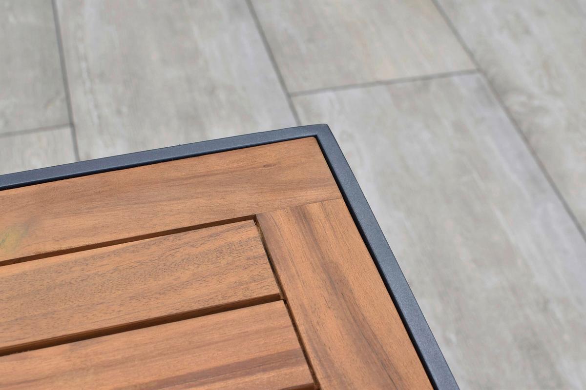 Gartentischgruppe 3tlg. Set - Graphitfarben/Naturfarben, KONVENTIONELL, Holz/Textil - Gardenson