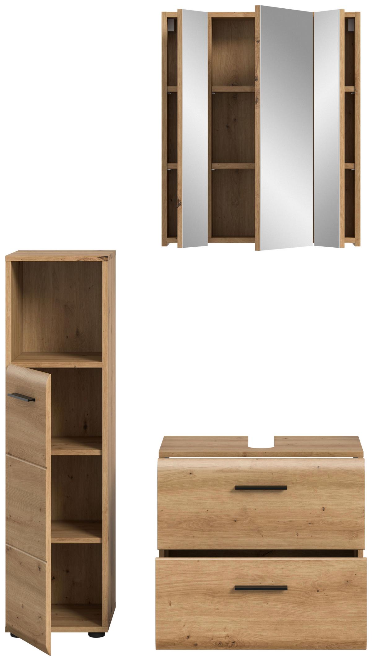 Badezimmer Ice Eiche Artisan Dekor B: 90cm - Schwarz/Eiche Artisan, Basics, Holzwerkstoff (90cm) - MID.YOU