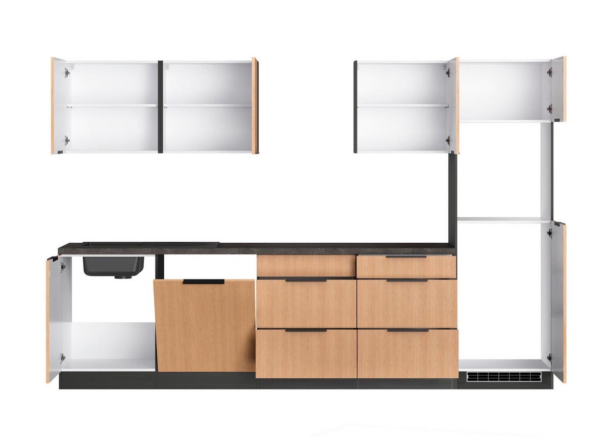 Küchenleerblock Glasgow Eichefarben/graphit B: 300 Cm - Eichefarben/Graphitfarben, LIFESTYLE, Holzwerkstoff (300cm) - Held