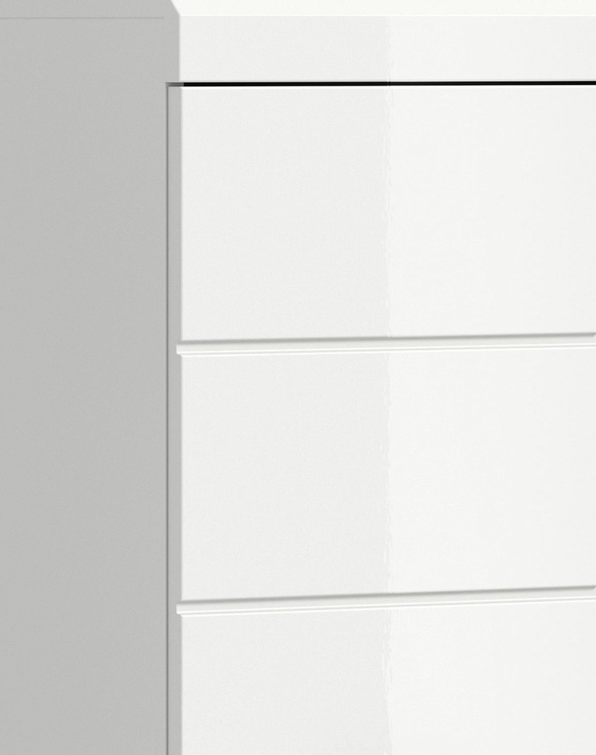 Midischrank Scout Weiß B: 74 cm - Weiß Hochglanz/Silberfarben, MODERN, Holzwerkstoff (74/88/31cm) - MID.YOU