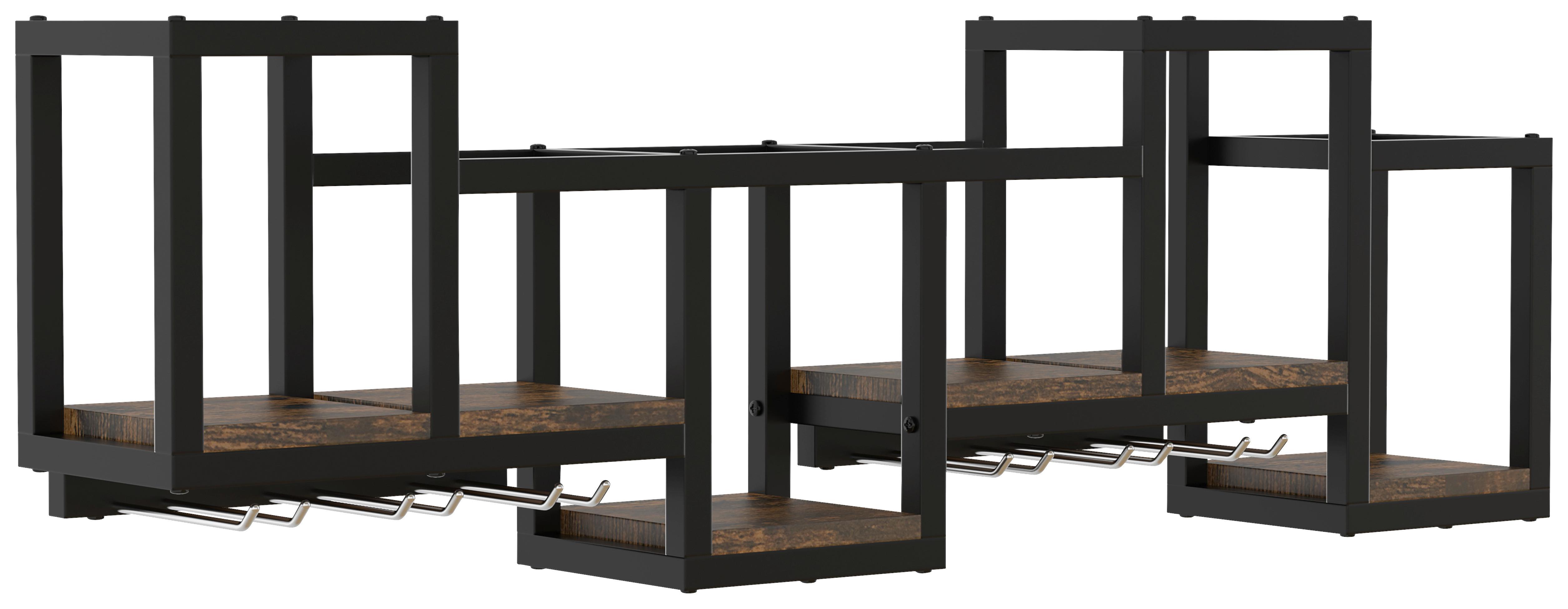 Wandregal Kolari Schwarz, Eiche B: 108cm - Eichefarben/Schwarz, Design, Holzwerkstoff/Metall (108/26/18cm) - MID.YOU