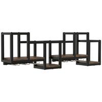 Wandregal Kolari Schwarz, Eiche B: 108cm - Eichefarben/Schwarz, Design, Holzwerkstoff/Metall (108/26/18cm) - MID.YOU