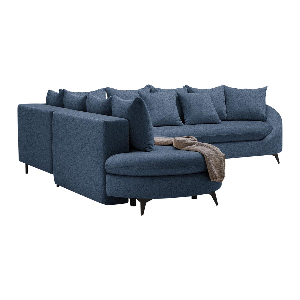 Rohová sedačka AXEL, levá, tmavě modrá tkanina - černá/tmavě modrá, Moderní, kov/textil (250/87/291cm) - Mömax