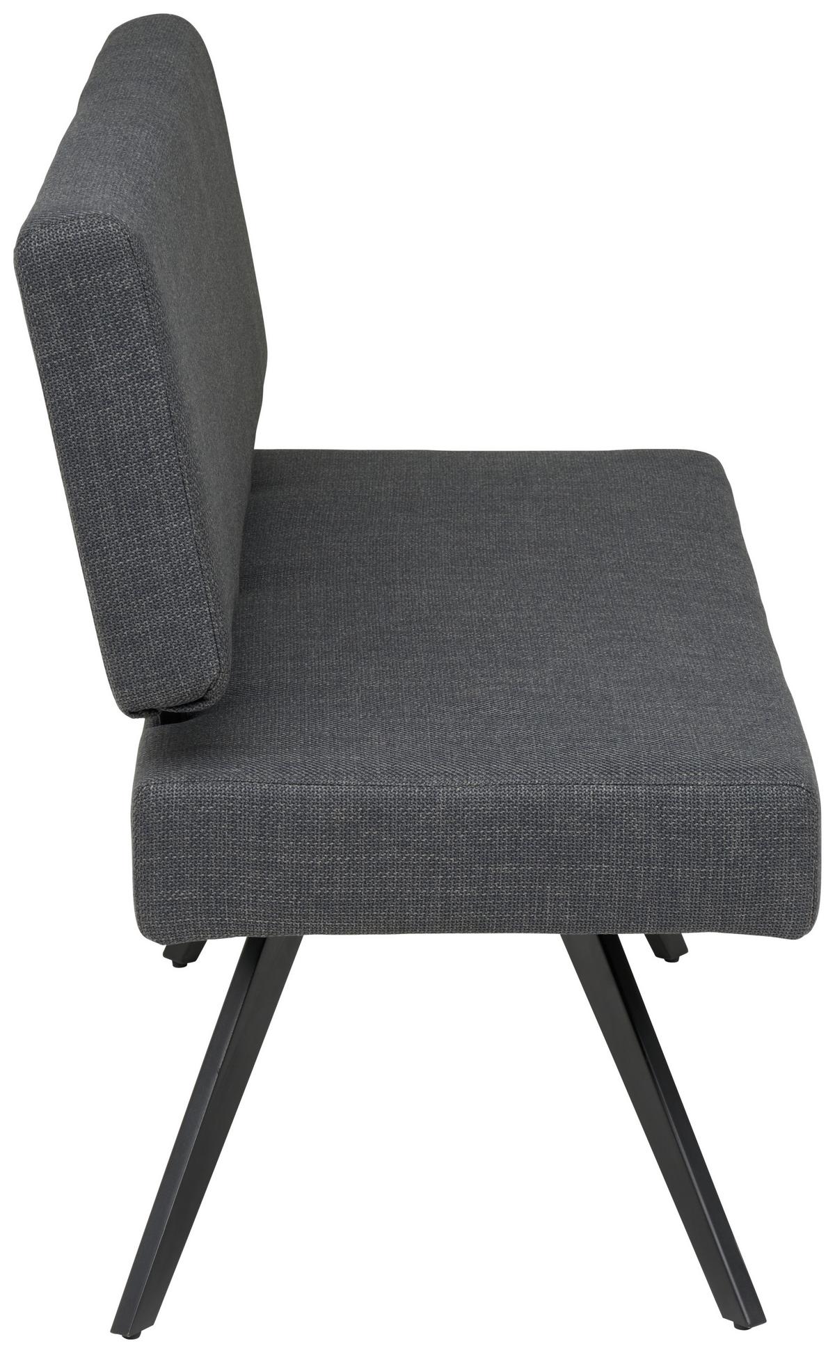 Sitzbank mit Lehne Andros dunkelgrau, B: 140cm - Dunkelgrau/Schwarz, KONVENTIONELL, Textil/Metall (140/90/62cm) - Livetastic