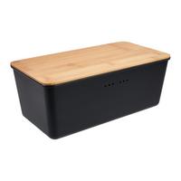 Box na chlieb MAGNUS - čierna/prírodná farba, Modern, plast/prírodné materiály (34/18/13,5cm) - Mömax
