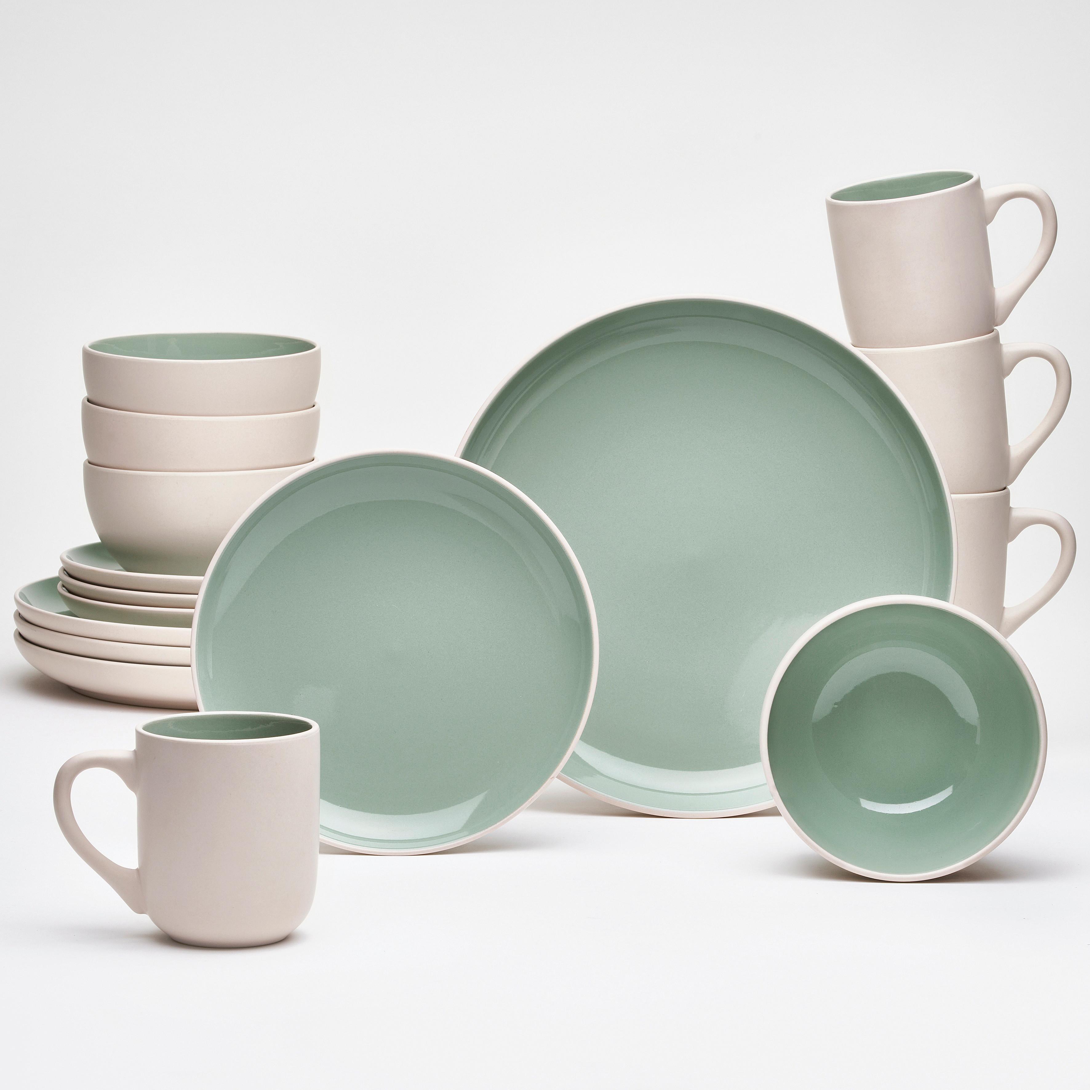 KOMBISERVICE Grün, 16--Teilig. - Hellgrün, Basics, Keramik - Van Well
