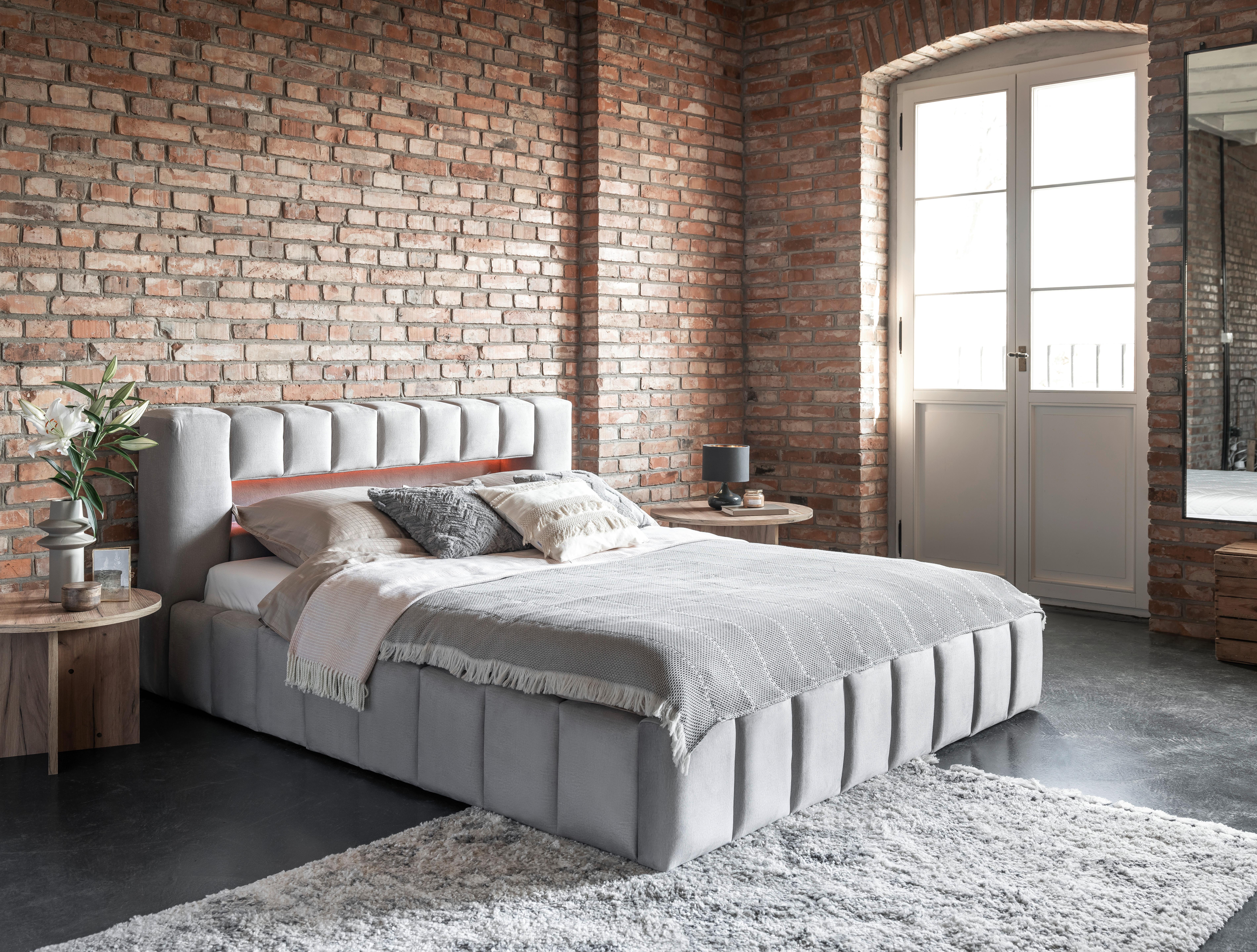 Polsterbett Lamica Grau Lf: 160x200 Cm - Schwarz/Weiß, MODERN, Holz (160/200cm) - MID.YOU