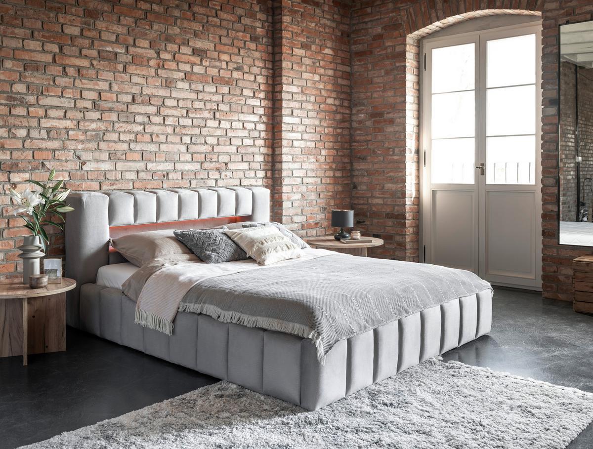 Polsterbett Lamica Hellgrau Lf: 180x200 Cm - Hellgrau/Schwarz, MODERN, Holz (180/200cm) - MID.YOU